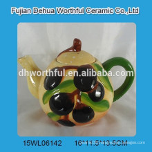 Ceramic tea pot with olive shape